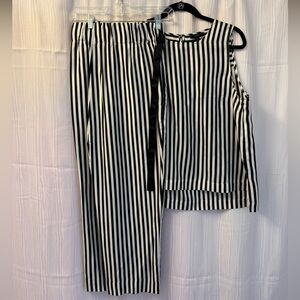 J. Crew Black and White Striped Pantsuit